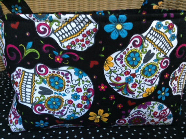 Fabric Basket Storage Bin Made from Skulls Fabric Dia De Los Muertos