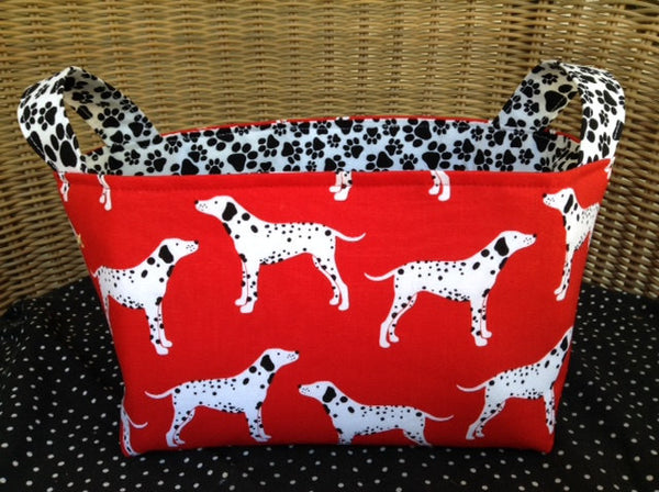 Fabric Basket Storage Bin Made from Dalmations Dog Fabric