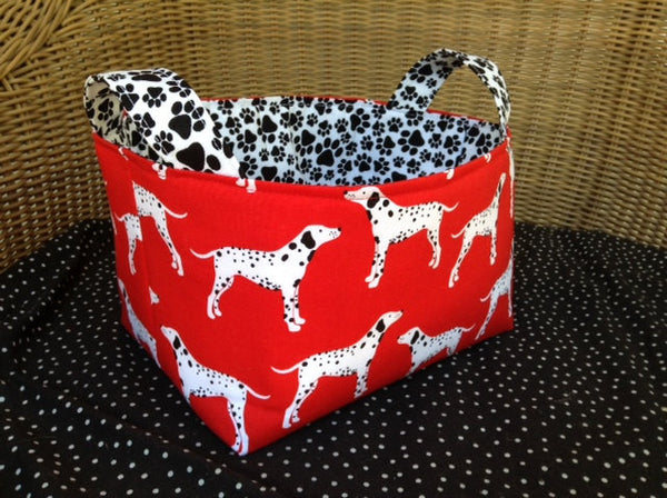 Fabric Basket Storage Bin Made from Dalmations Dog Fabric