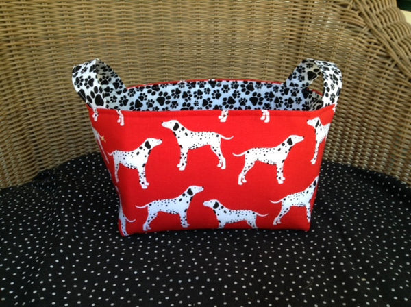 Fabric Basket Storage Bin Made from Dalmations Dog Fabric