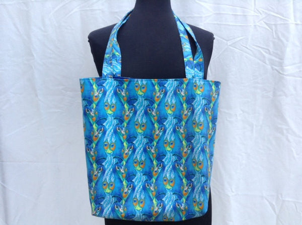 Tote Bag Made From Peacock Feathers Fabric