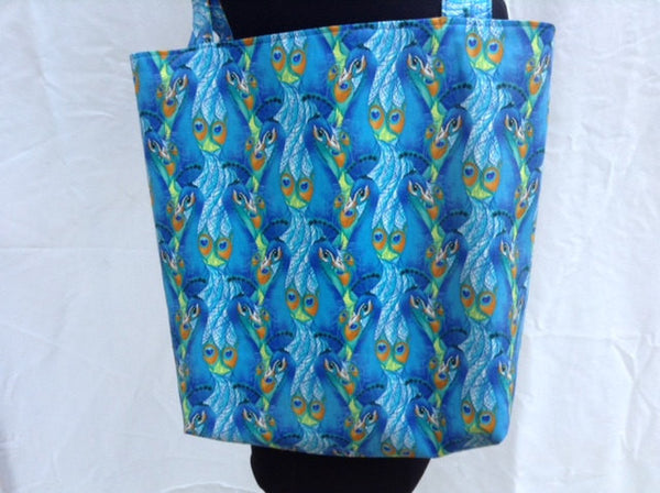 Tote Bag Made From Peacock Feathers Fabric