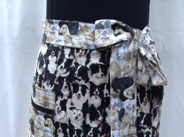 Border Collies and Sheep Half Hostess Apron