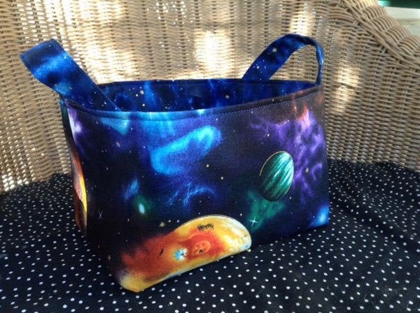 Fabric Basket Storage Bin Made from Planets Galaxy Fabric