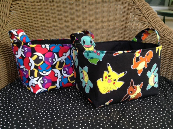 Fabric Basket Storage Bin Made from Pokemon Character Fabric