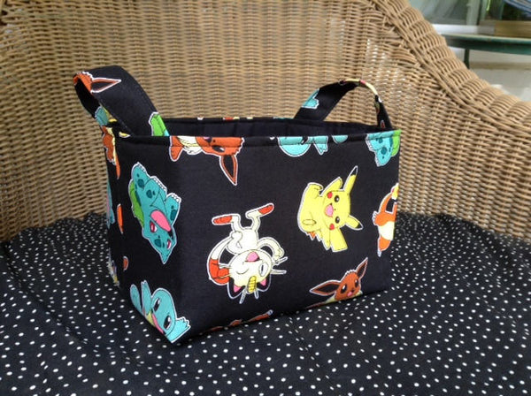 Fabric Basket Storage Bin Made from Pokemon Character Fabric