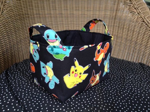 Fabric Basket Storage Bin Made from Pokemon Character Fabric