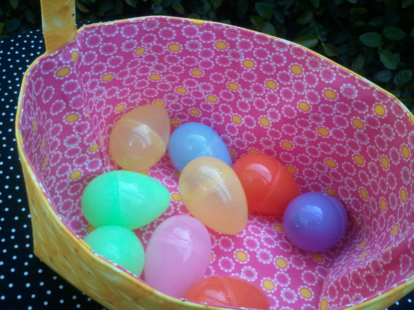 Fabric Easter Basket Storage Bin Made from Peeps Fabric Pink or Yellow