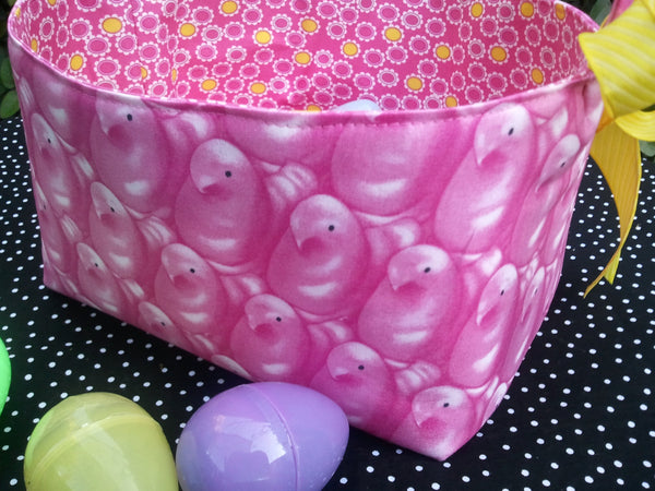 Fabric Easter Basket Storage Bin Made from Peeps Fabric Pink or Yellow