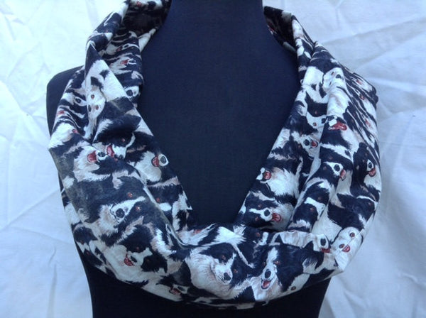 Lightweight Infinity Circle Scarf Made From Border Collie Fabric Double Loop
